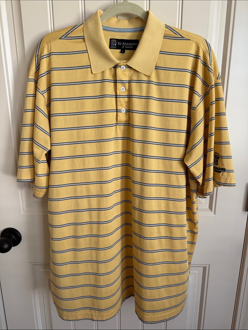 St. Andrews of Scotland Yellow Striped Golf Polo